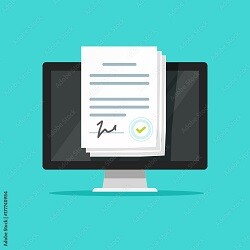 Animated picture of a report card in front of a computer